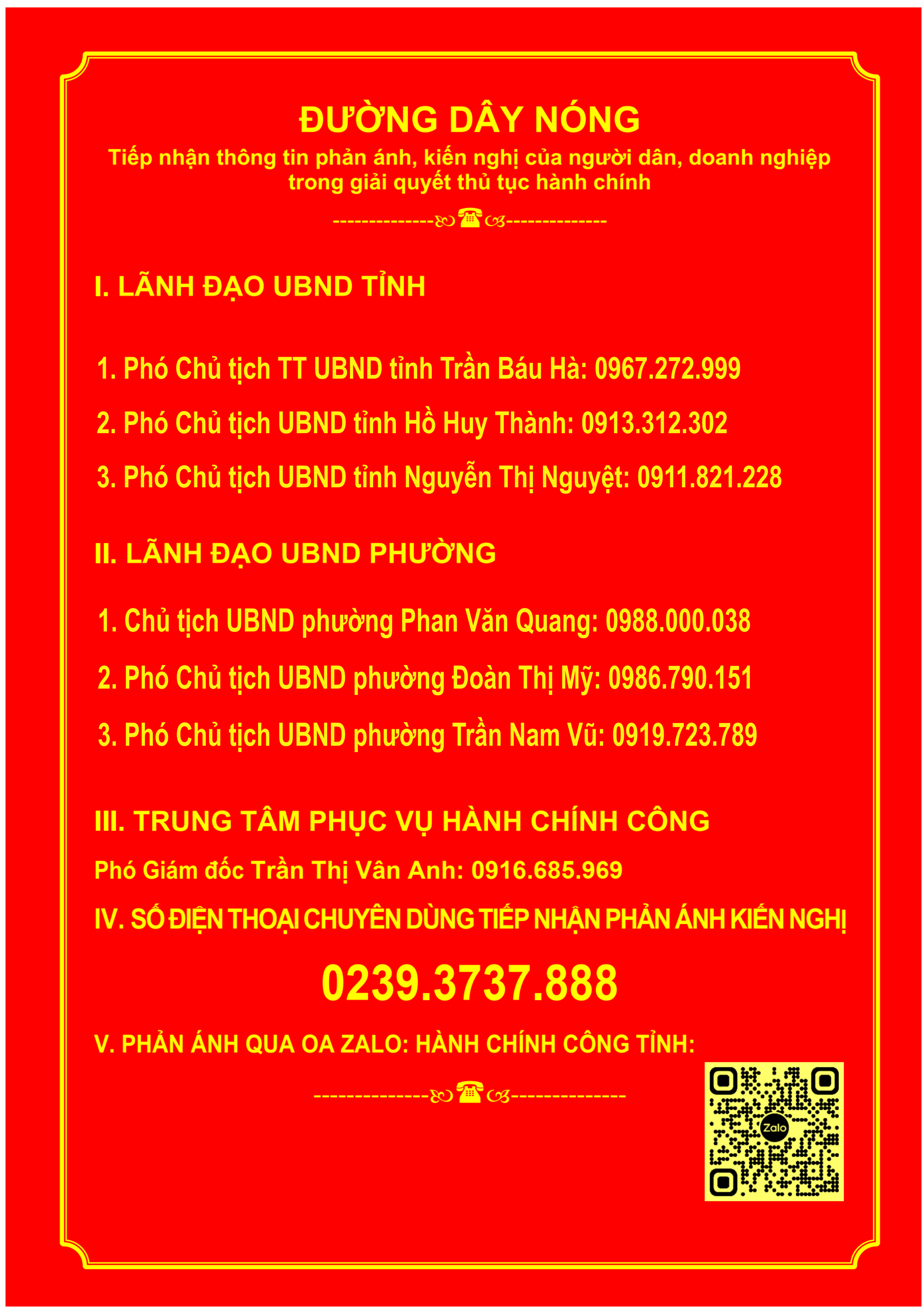 Thông tin đường dây nóng