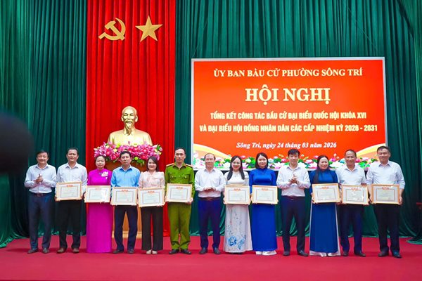 Phường Sông Trí tổng kết công tác bầu cử đại biểu Quốc hội khóa XVI và đại biểu HĐND các cấp nhiệm kỳ 2026 - 2031