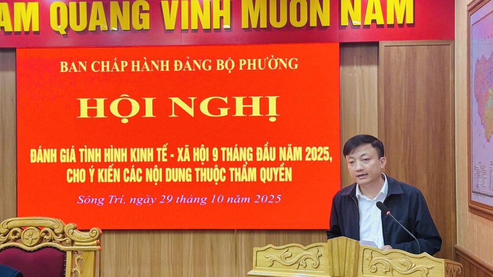 Đảng uỷ phường Sông Trí tổ chức Hội nghị đánh giá 9 tháng đầu năm 2025 và triển khai nhiệm vụ thời gian tới