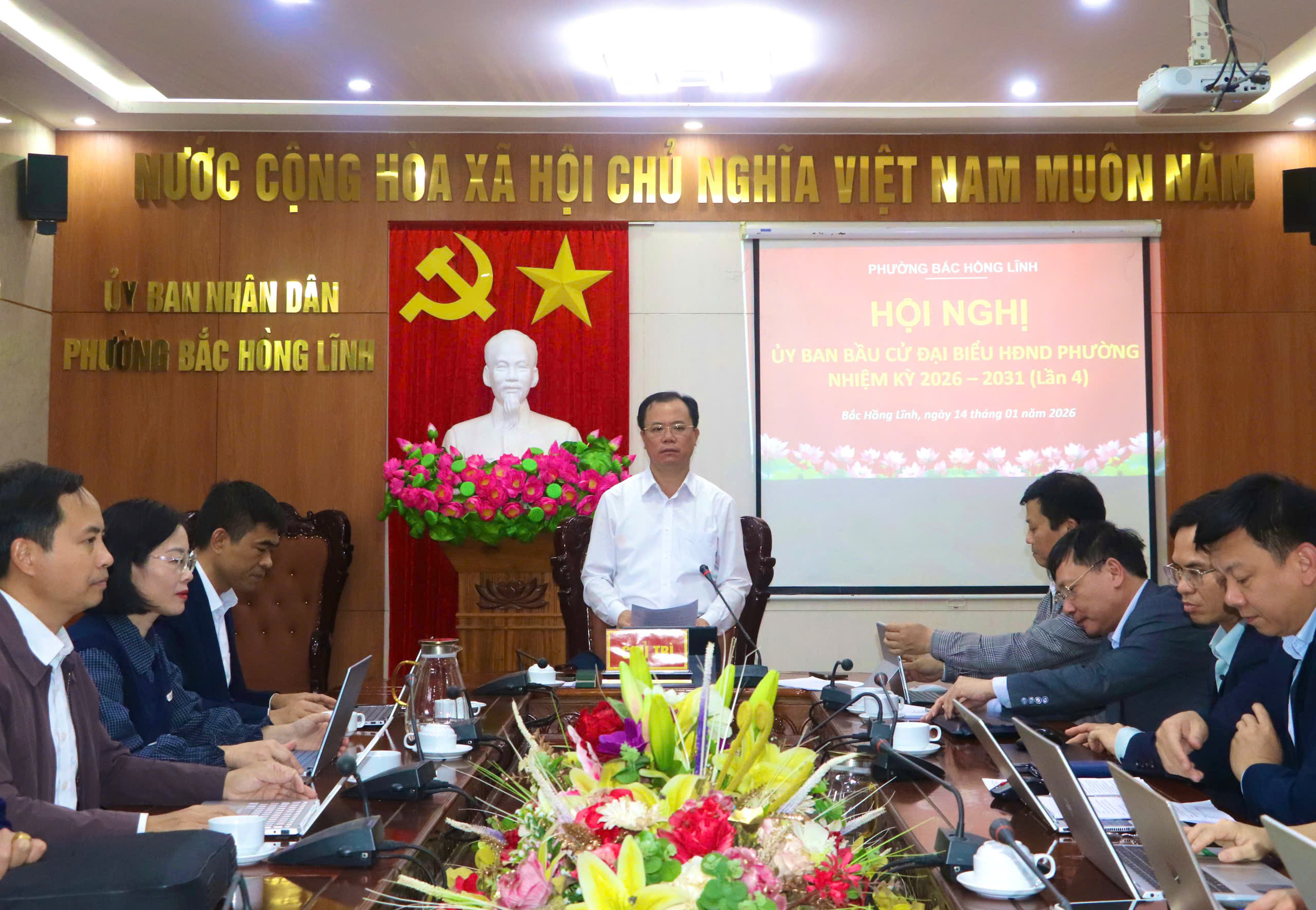 Ủy ban bầu cử phường Bắc Hồng Lĩnh tổ chức hội nghị lần thứ 4 để thống nhất các nội dung thuộc thẩm quyền